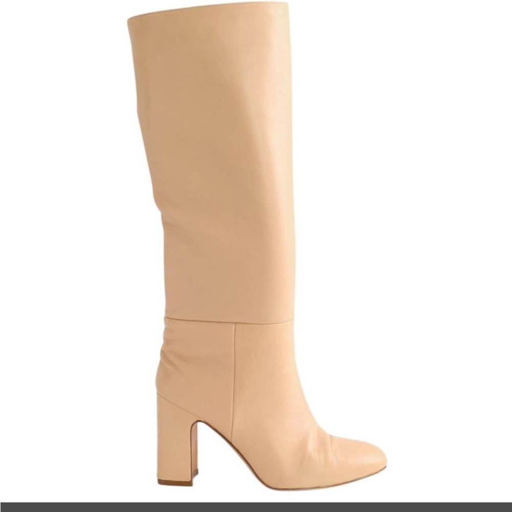 Stuart Weitzman Beige leather Talina Tall boots Heels Size 5 Quiet Luxury